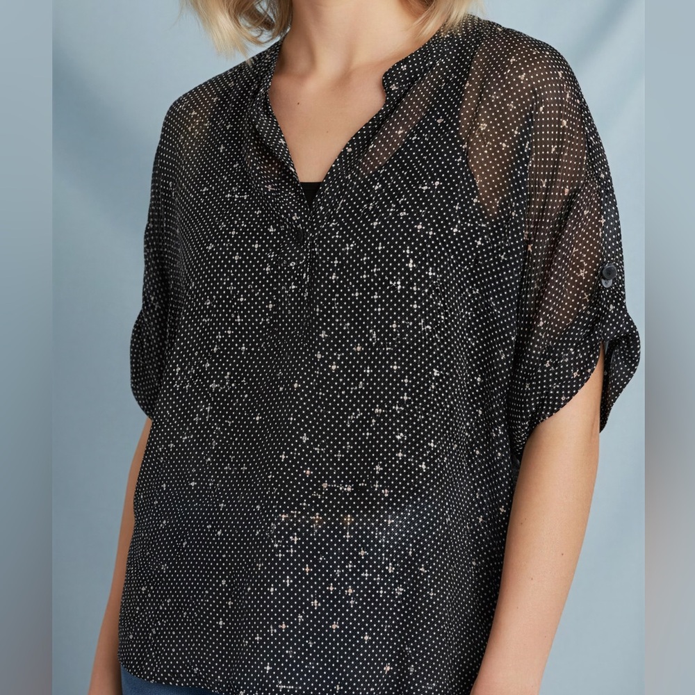 CAbi Swiss Dot sheer high/low top - S
